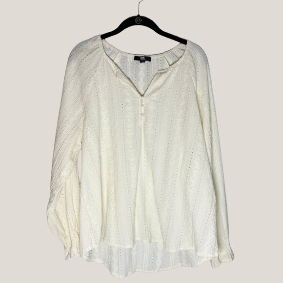 Frye Women's Textured Long Sleeve Peasant Blouse, Large - Picture 1 of 4